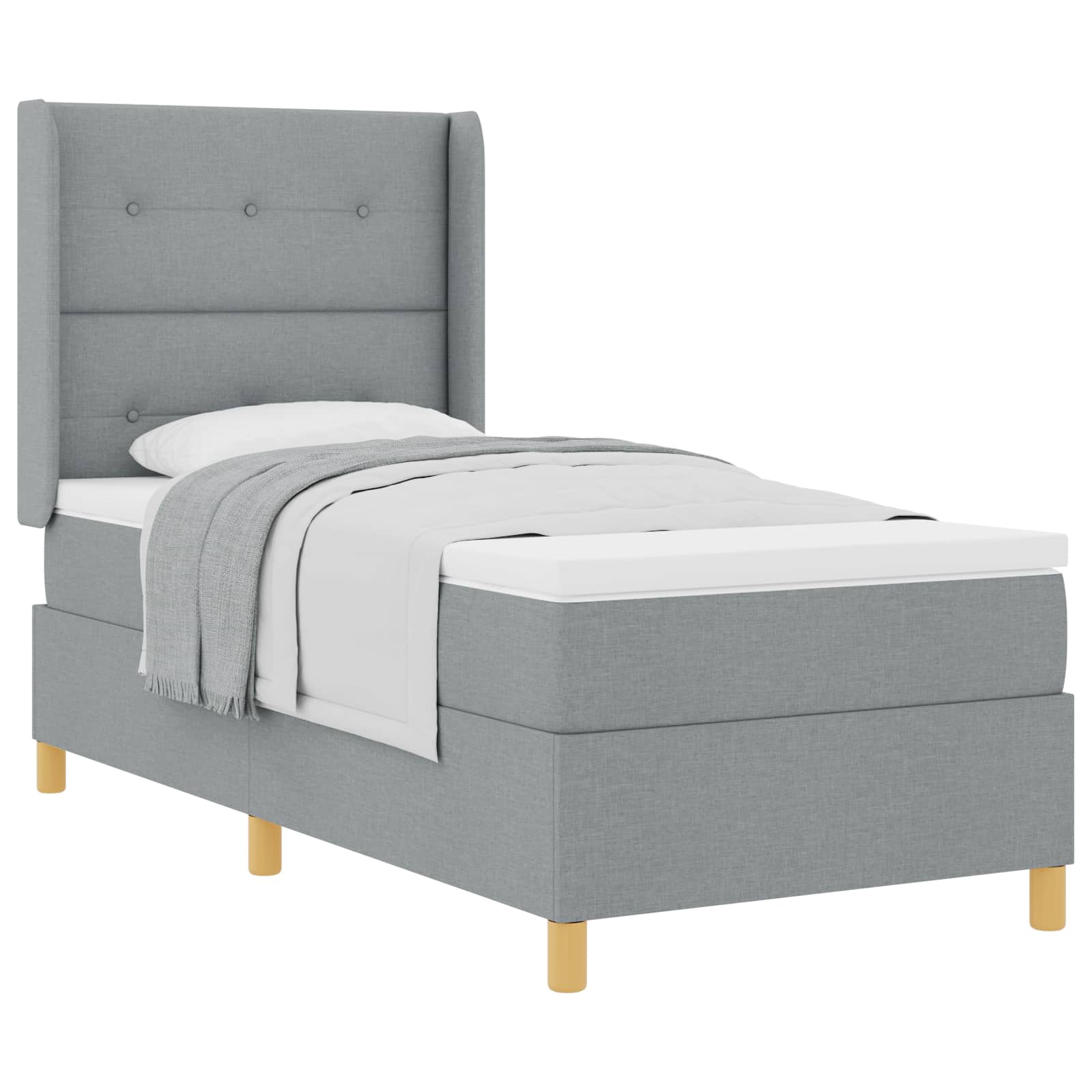 Krevet s opruga kutije Svijetlo siva 90 x 200 cm tkanina