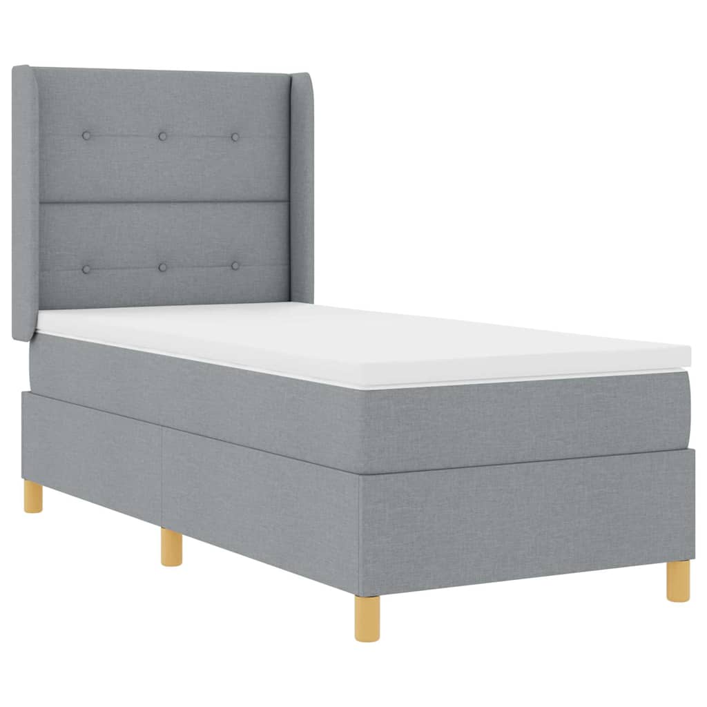 Krevet s opruga kutije Svijetlo siva 90 x 200 cm tkanina