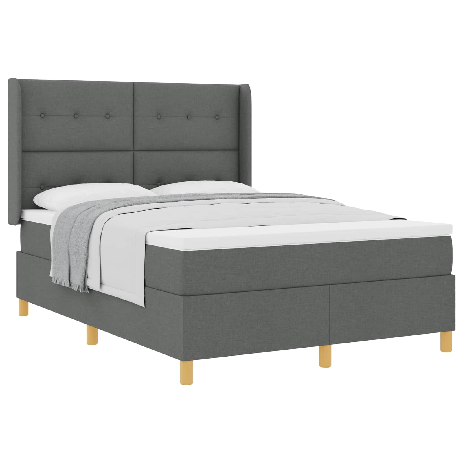 Krevet s opruga kutije Tamno siva 140 x 190 cm tkanina