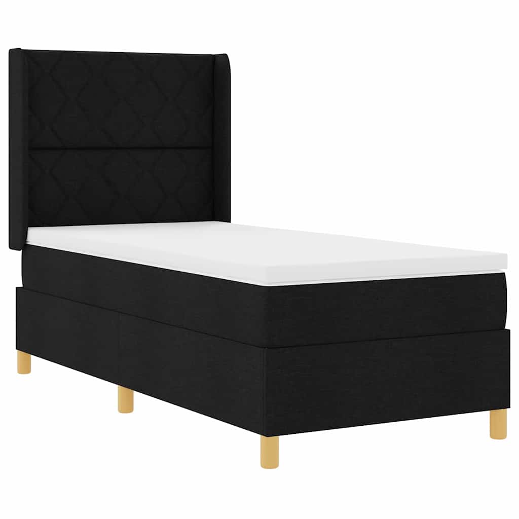 Krevet s opruga kutije s uzglavljem Crna 100 x 200 cm tkanina