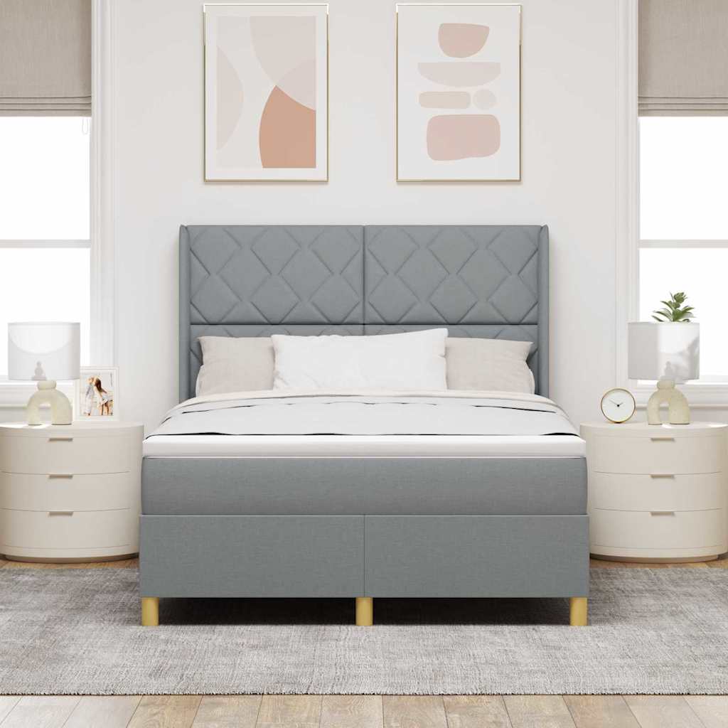 Krevet s opruga kutije Svijetlo siva 160 x 200 cm tkanina
