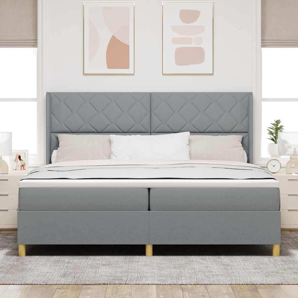 Krevet s opruga kutije Svijetlo siva 200 x 200 cm tkanina