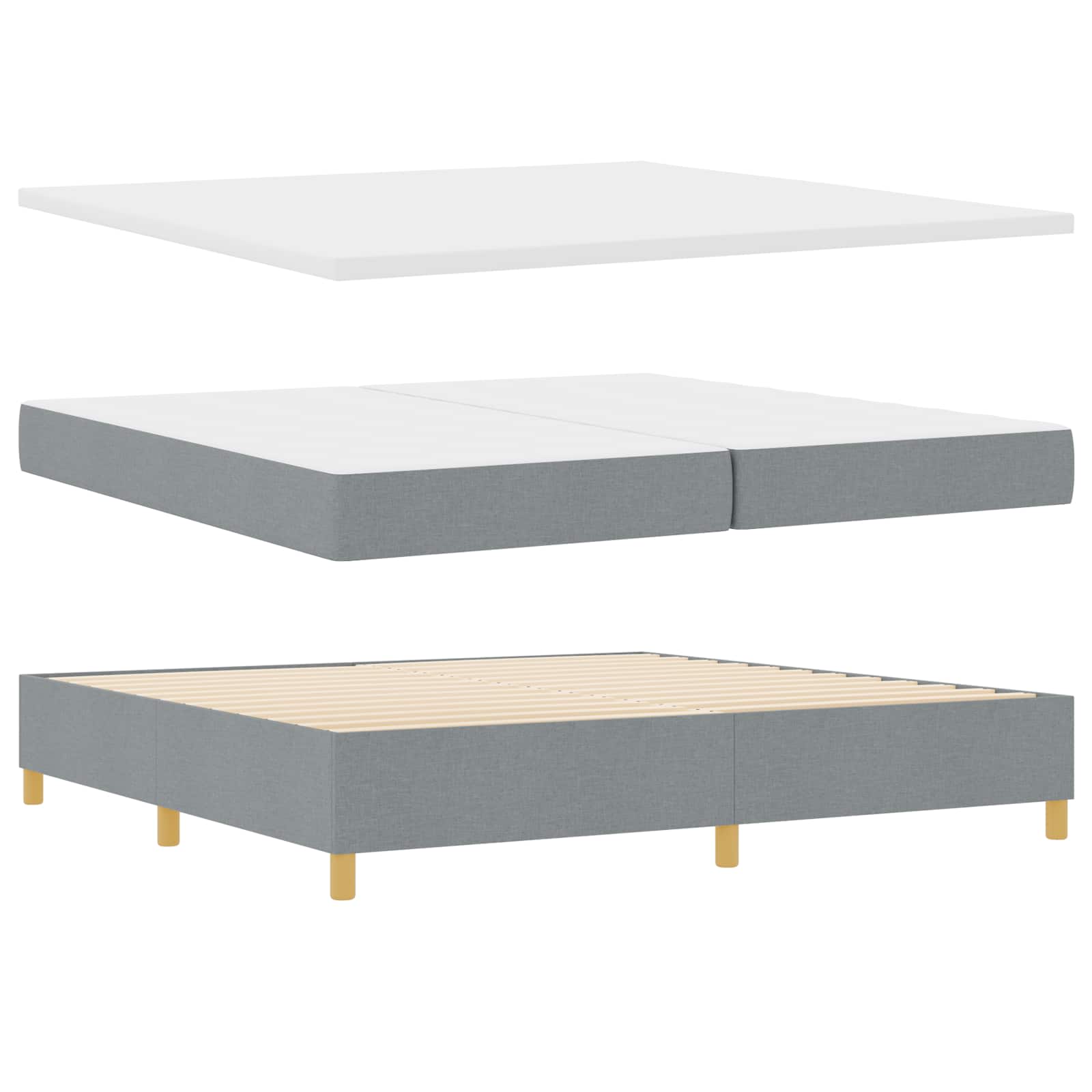 Krevet s opruga kutije Svijetlo siva 200 x 200 cm tkanina