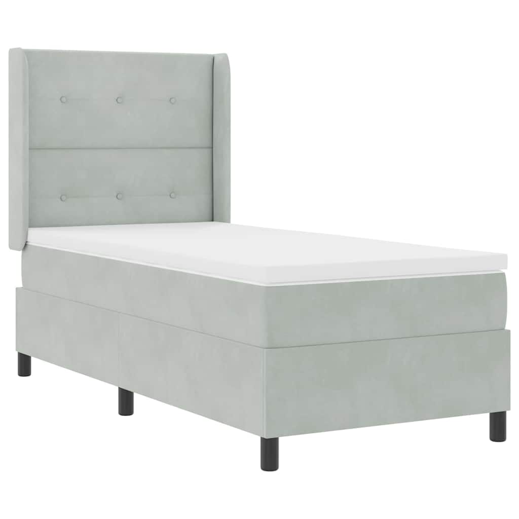 Krevet s opruga kutije Svijetlo siva 90 x 190 cm Baršun