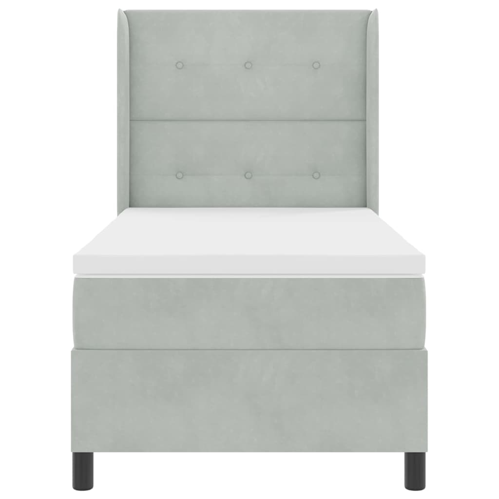Krevet s opruga kutije Svijetlo siva 90 x 190 cm Baršun