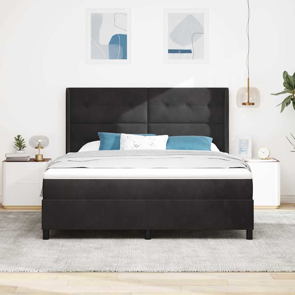 Krevet s opruga kutije s uzglavljem Crna 180 x 200 cm Baršun
