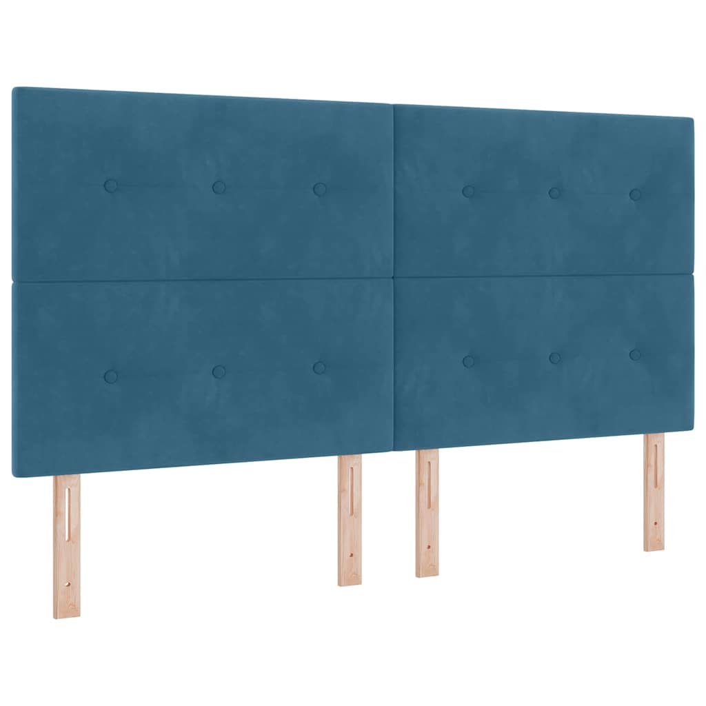 Krevet s opruga kutije s uzglavljem Plava 180 x 200 cm Baršun