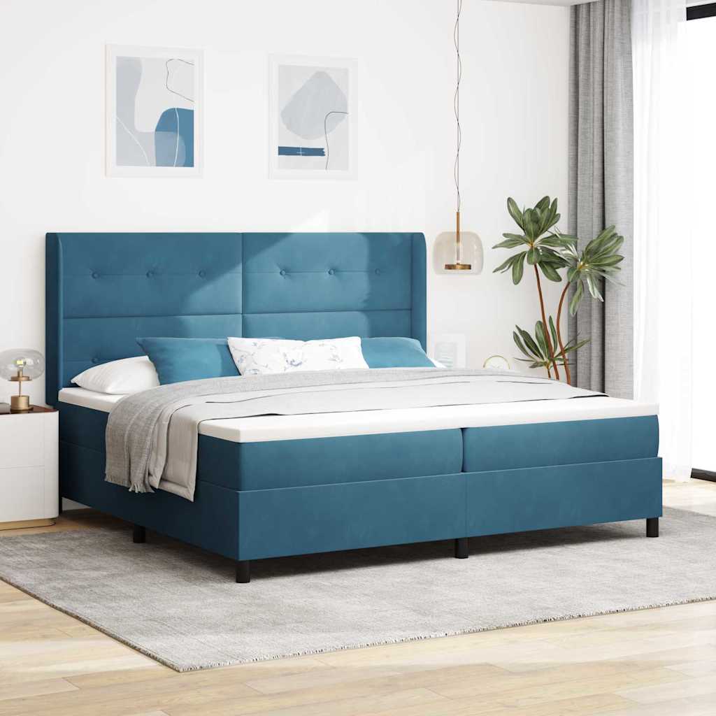 Krevet s opruga kutije s uzglavljem Plava 100 x 200 cm Baršun