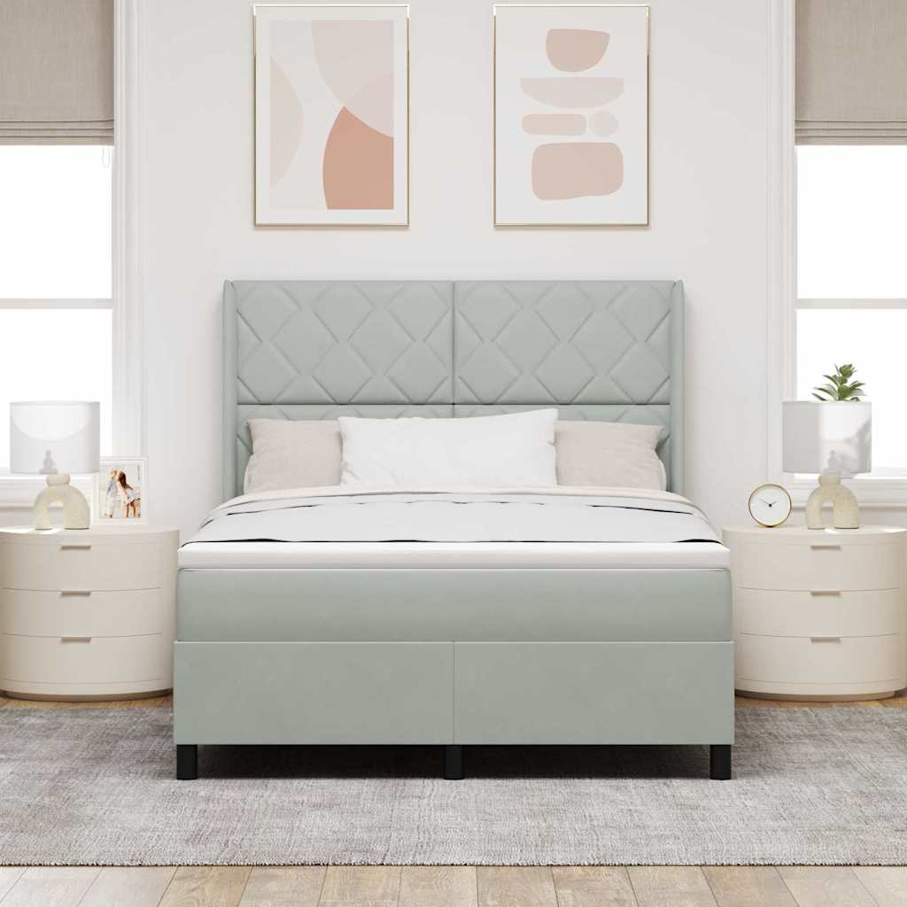 Krevet s opruga kutije Svijetlo siva 140 x 190 cm Baršun