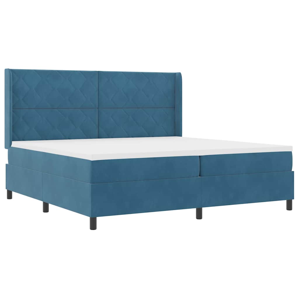 Krevet s opruga kutije s madracem Plava 200 x 200 cm Baršun