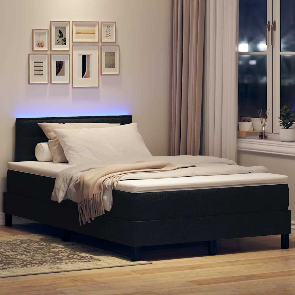 Krevet s opruga kutije s LED trakama Crna 120 x 200 cm tkanina