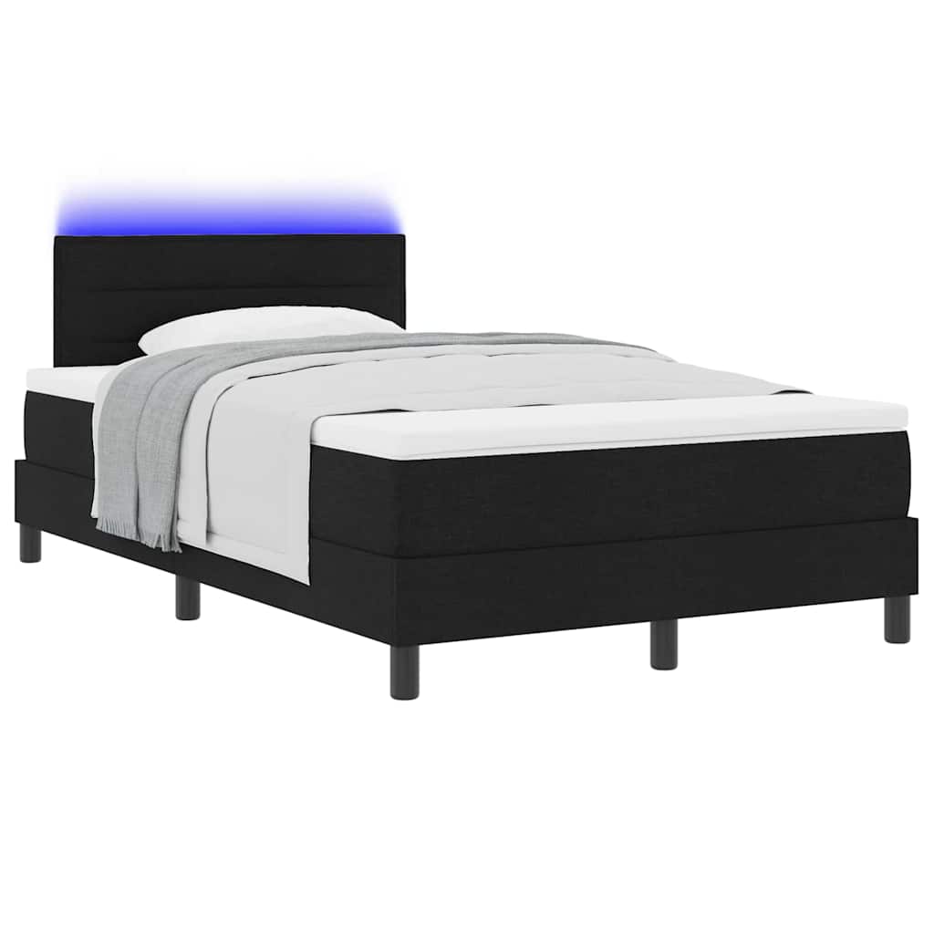 Krevet s opruga kutije s LED trakama Crna 120 x 200 cm tkanina