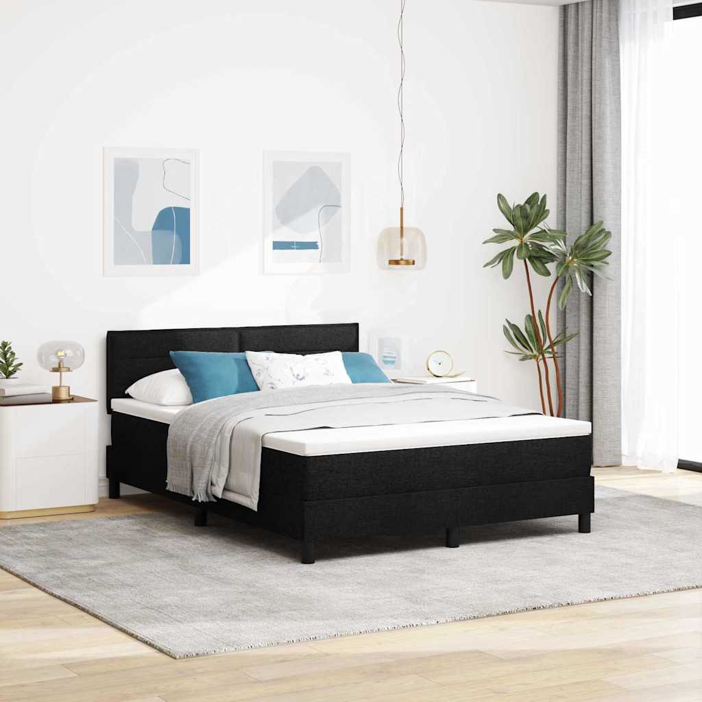 Krevet s opruga kutije s LED trakama Crna 140 x 200 cm tkanina