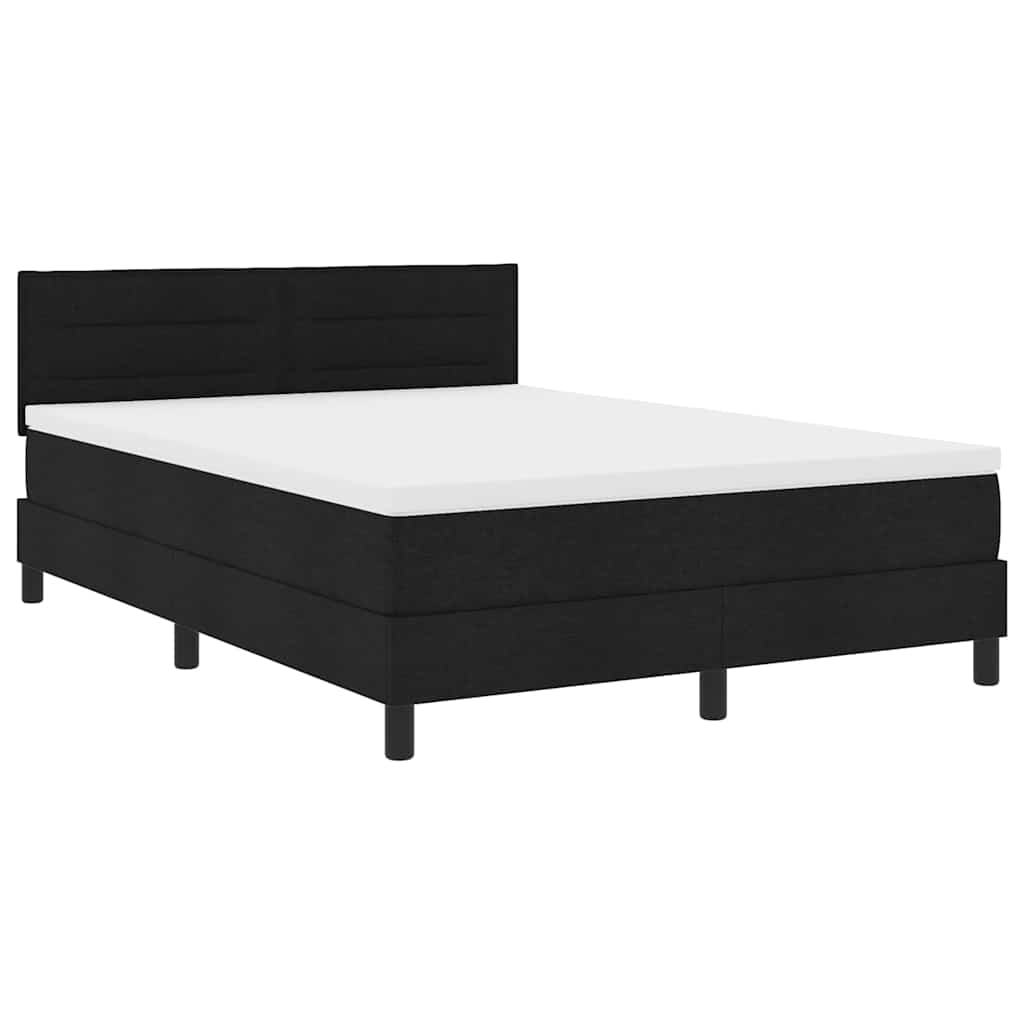 Krevet s opruga kutije s LED trakama Crna 140 x 200 cm tkanina
