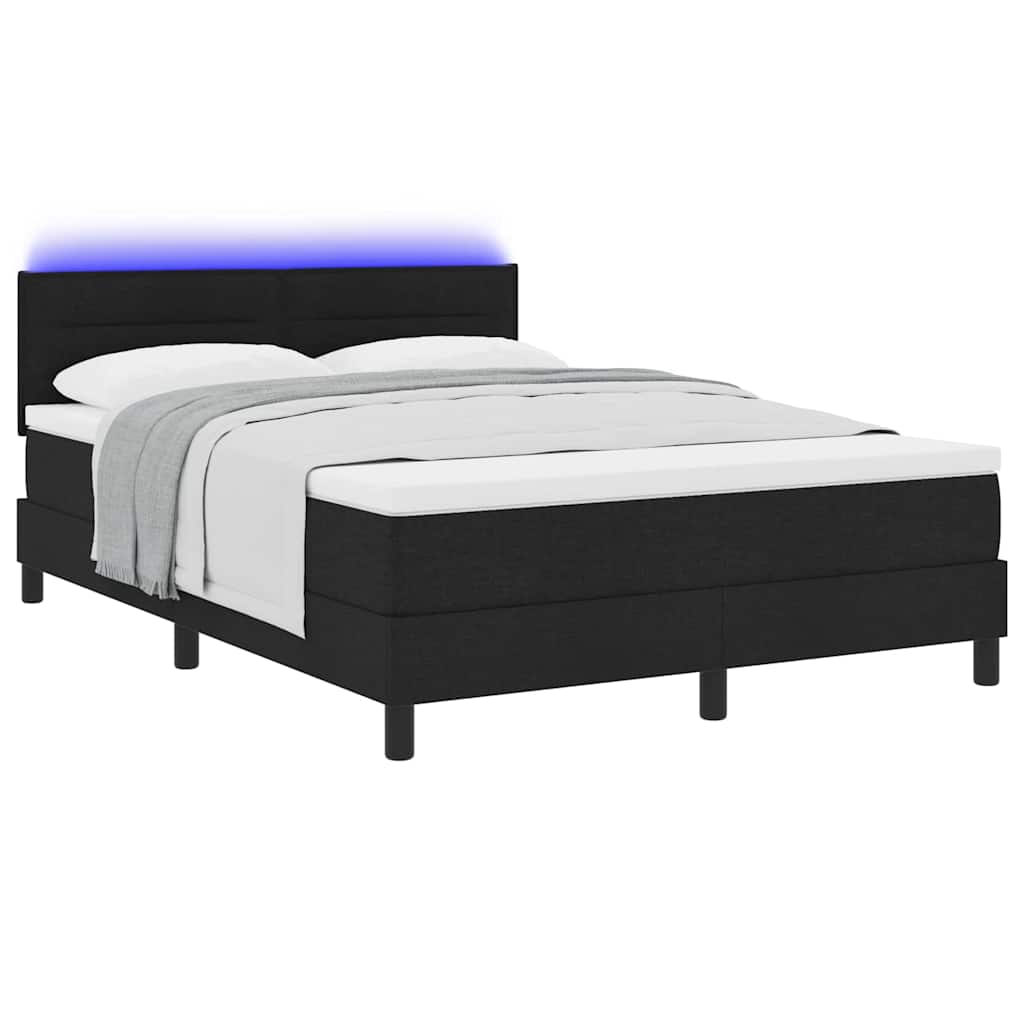 Krevet s opruga kutije s LED trakama Crna 140 x 200 cm tkanina