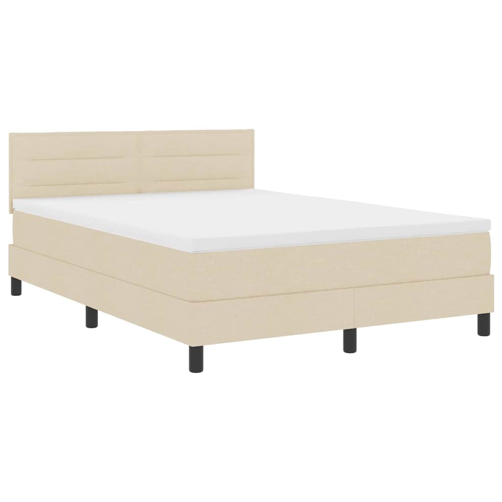 Krevet s opruga kutije s LED trakama Krema 160 x 200 cm tkanina
