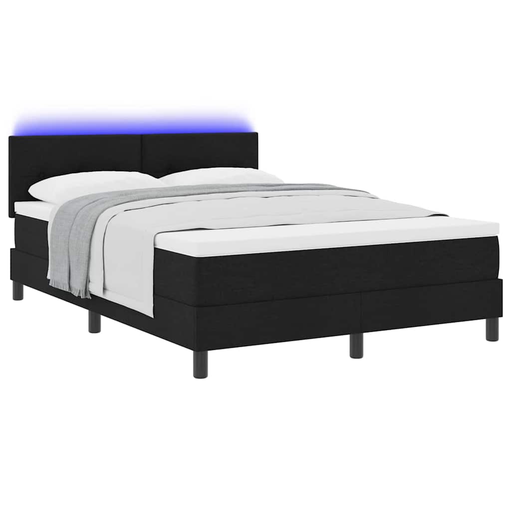 Krevet s opruga kutije s LED trakama Crna 160 x 200 cm tkanina