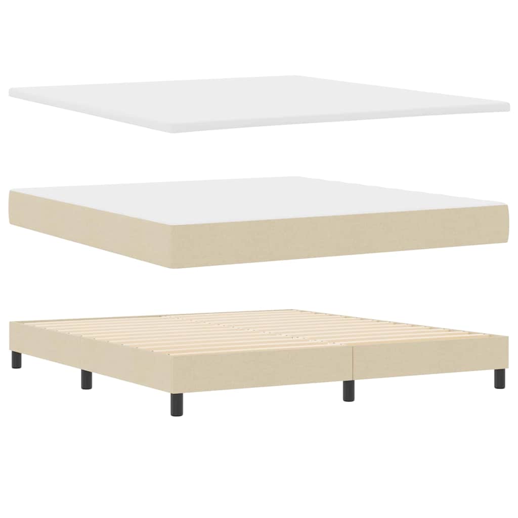 Krevet s opruga kutije s LED trakama Krema 180 x 200 cm tkanina