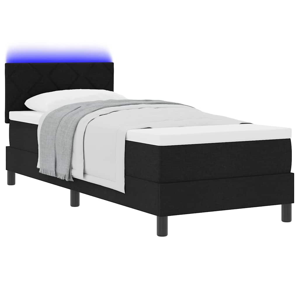 Krevet s opruga kutije s LED trakama Crna 80 x 200 cm tkanina