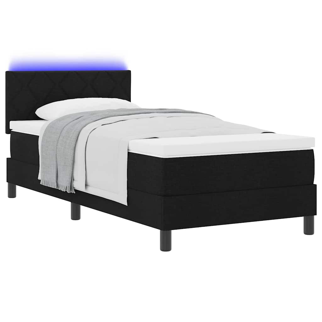 Krevet s opruga kutije s jastukom Crna 90 x 190 cm tkanina