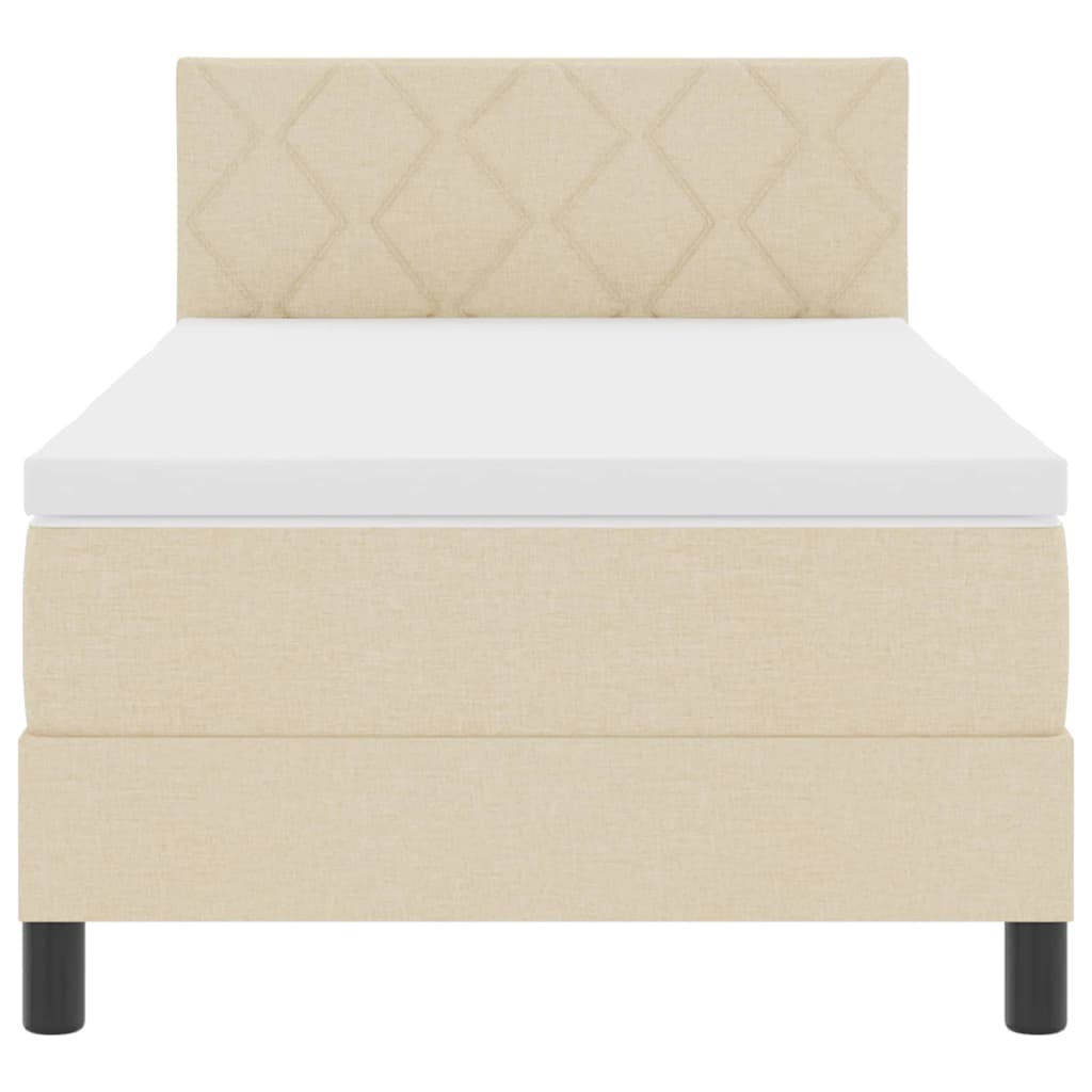 Krevet s opruga kutije s LED trakama Krema 90 x 190 cm tkanina