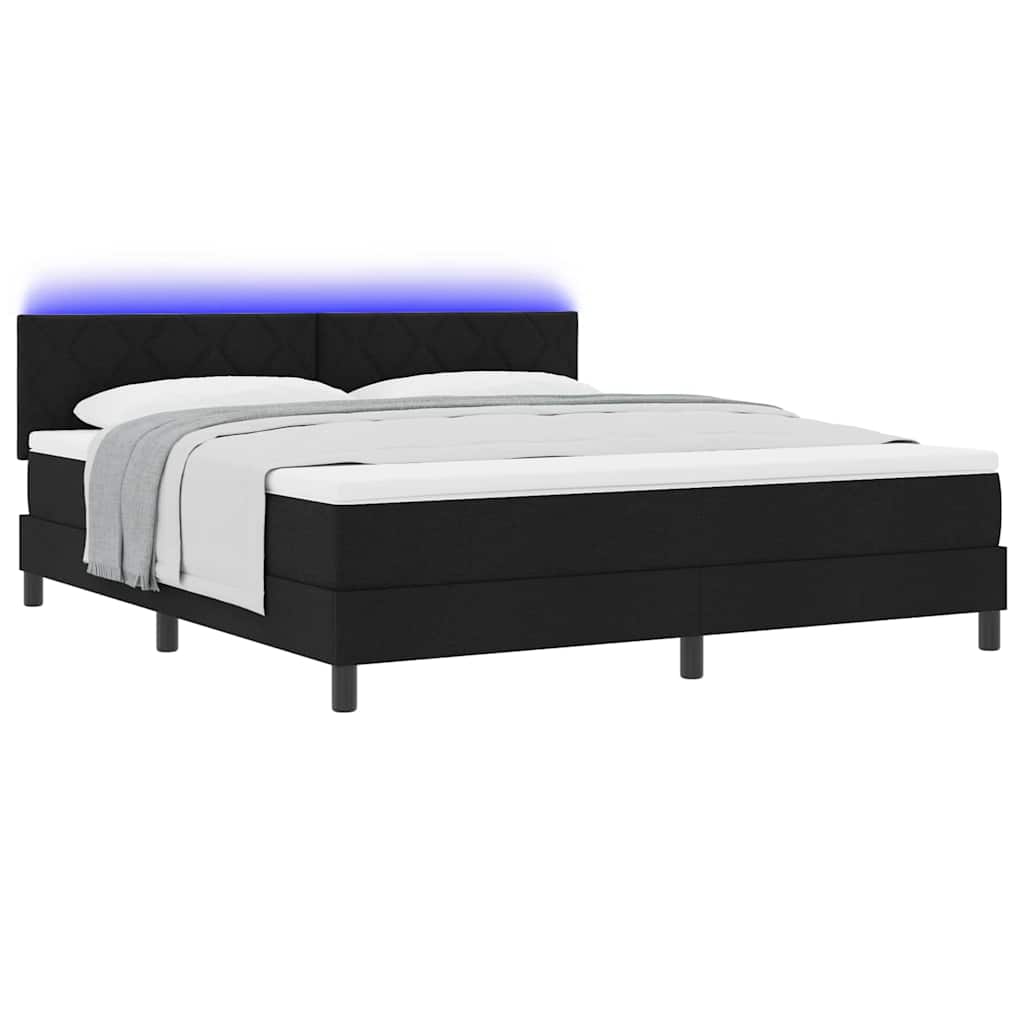 Krevet s opruga kutije s LED trakama Crna 180 x 200 cm tkanina
