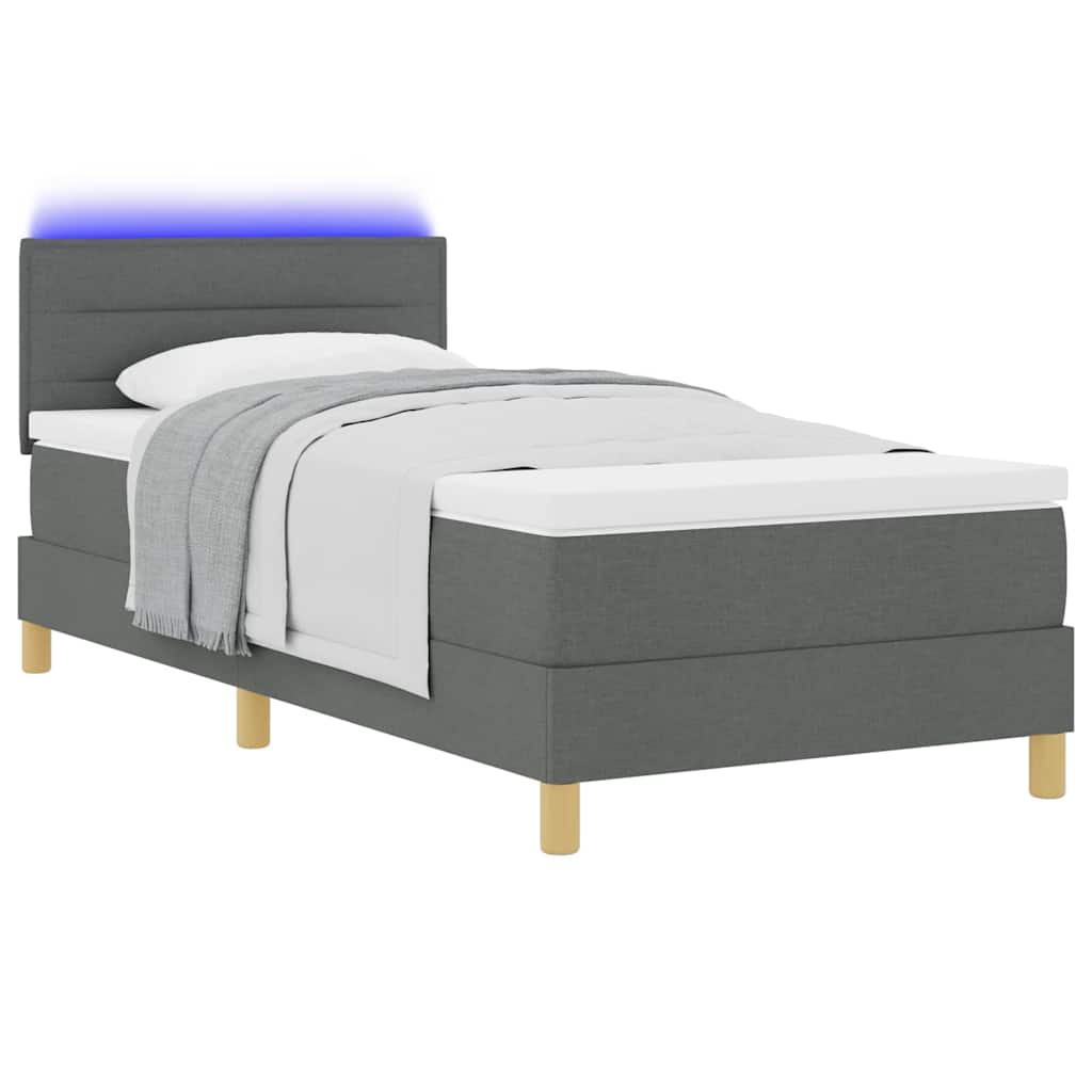 LED Box Spring Krevet s jastukom Tamno siva 80 x 200 cm tkanina