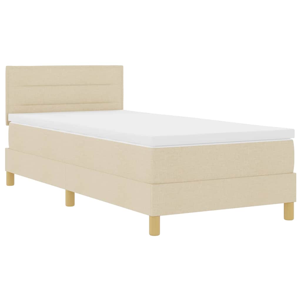 LED Box Spring Krevet s LED trakama Krema 80 x 200 cm tkanina
