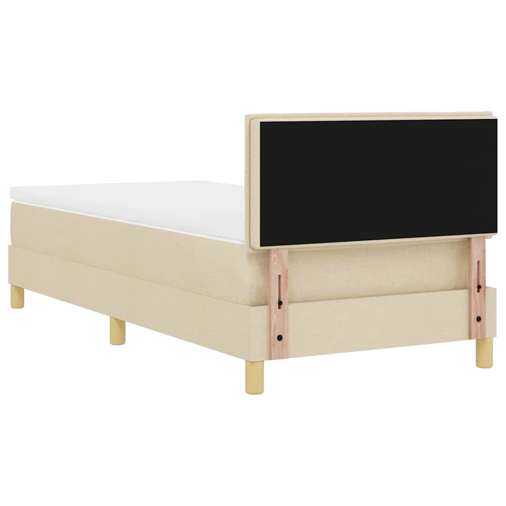 LED Box Spring Krevet s LED trakama Krema 80 x 200 cm tkanina