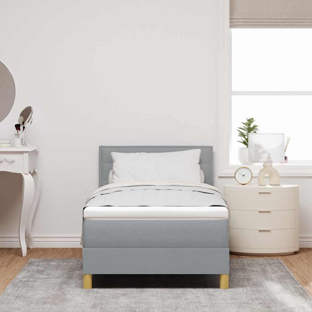 LED Box Spring Krevet Svijetlo siva 90 x 200 cm tkanina