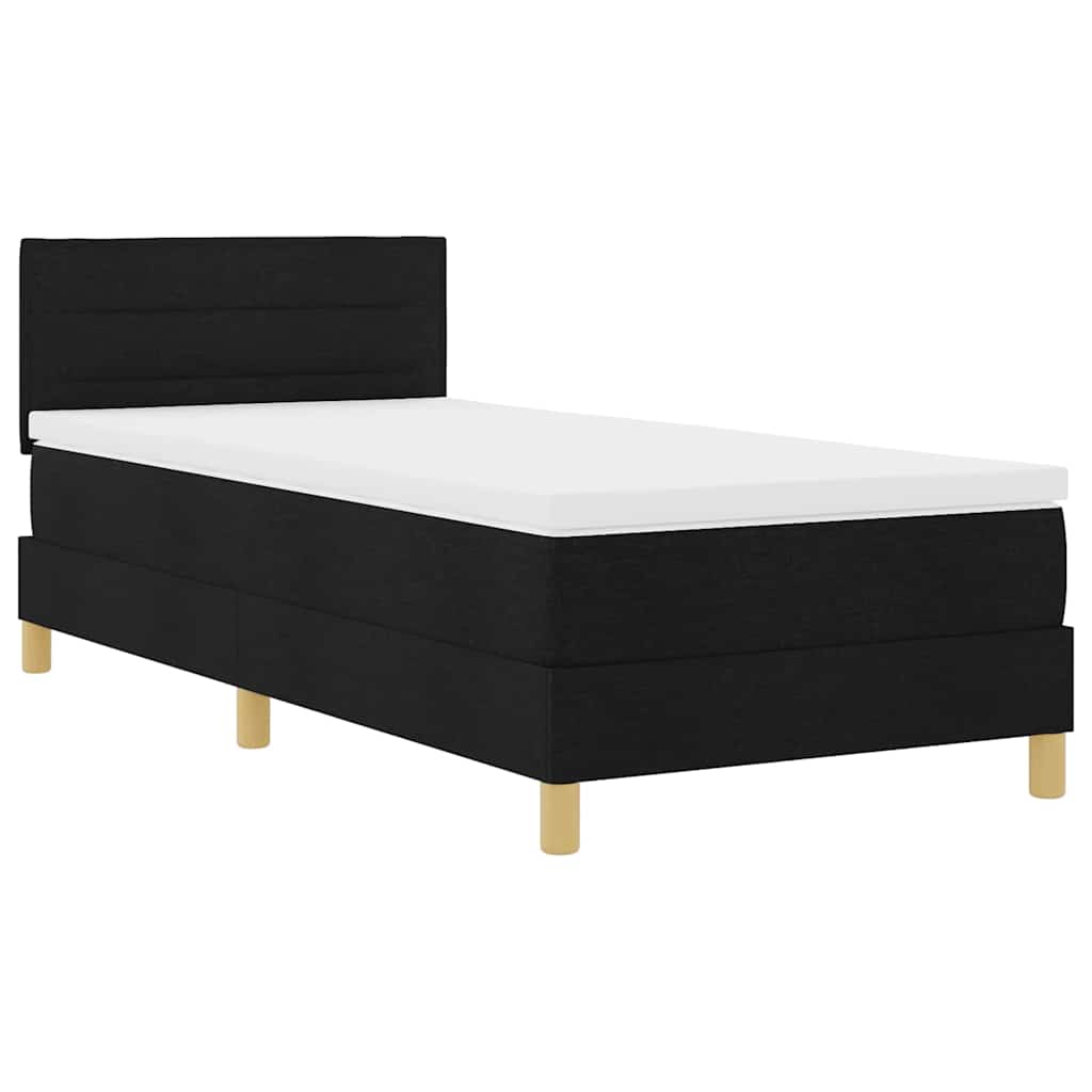 LED Box Spring Krevet s LED trakama Crna 90 x 200 cm tkanina