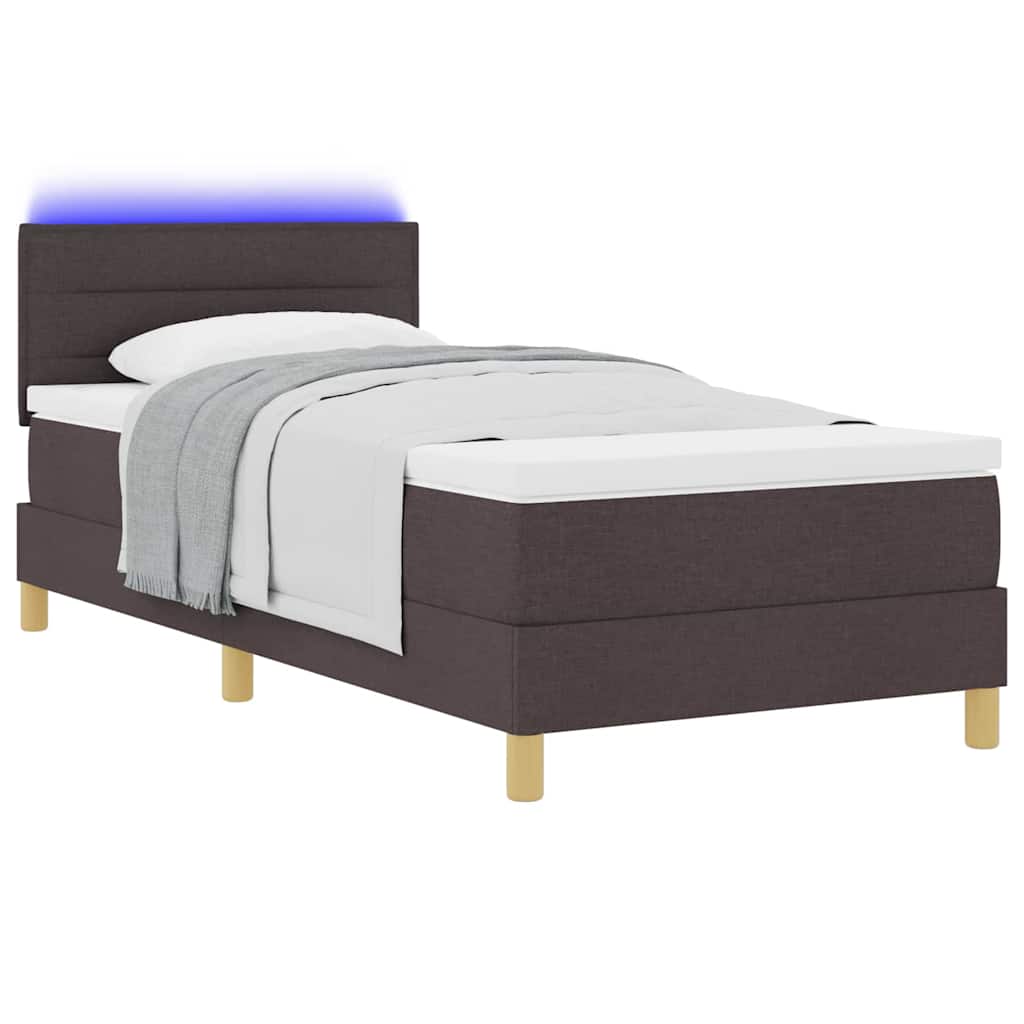 LED Box Spring Krevet Tamno smeđa 90 x 200 cm tkanina