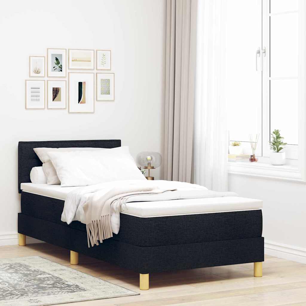 LED Box Spring Krevet s LED trakama Crna 100 x 200 cm tkanina