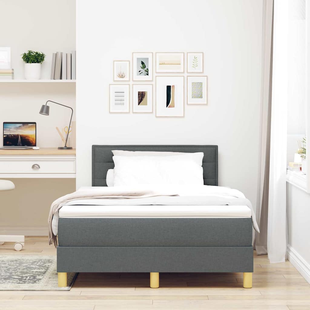 LED Box Spring Krevet Tamno siva 120 x 190 cm tkanina
