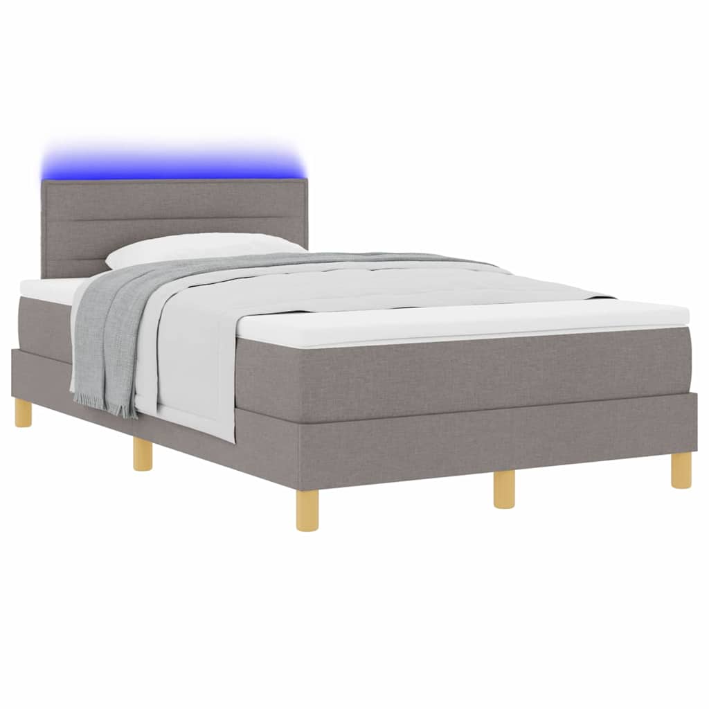 LED Box Spring Krevet Sivo-smeđa 120 x 190 cm tkanina