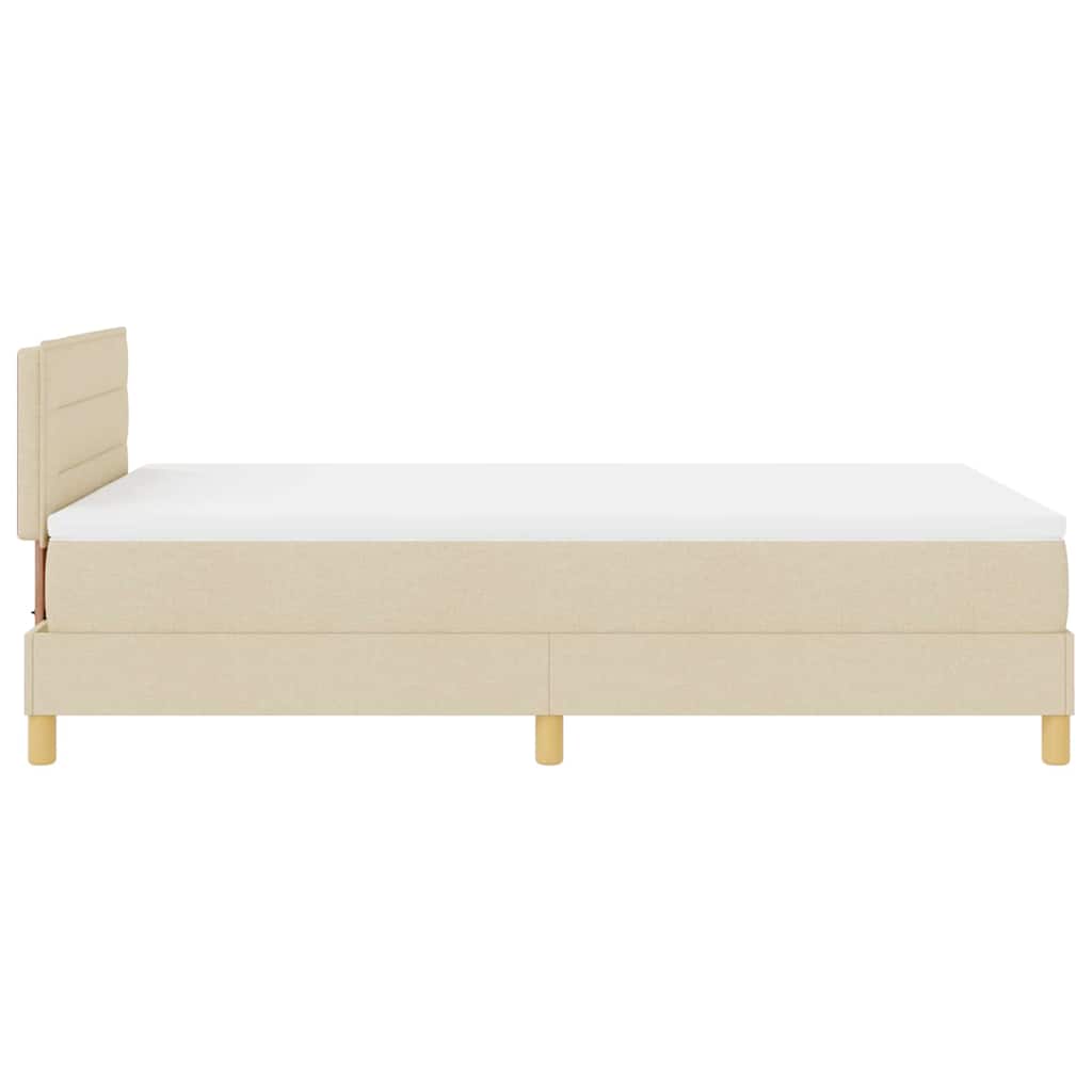 LED Box Spring Krevet s LED trakama Krema 120 x 190 cm tkanina
