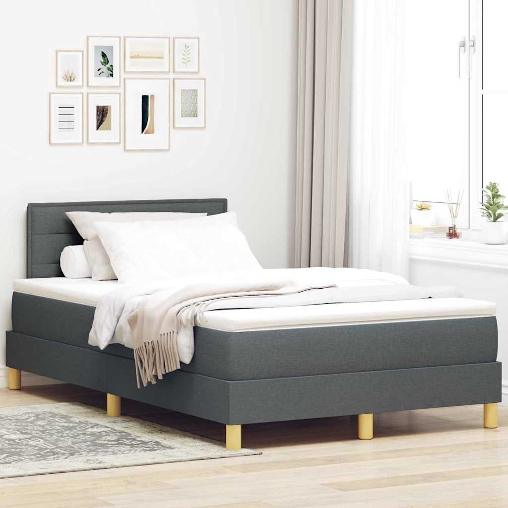 LED Box Spring Krevet Tamno siva 120 x 200 cm tkanina