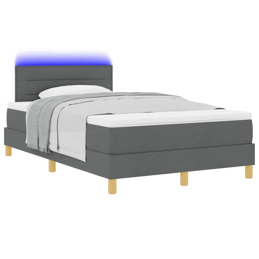 LED Box Spring Krevet Tamno siva 120 x 200 cm tkanina