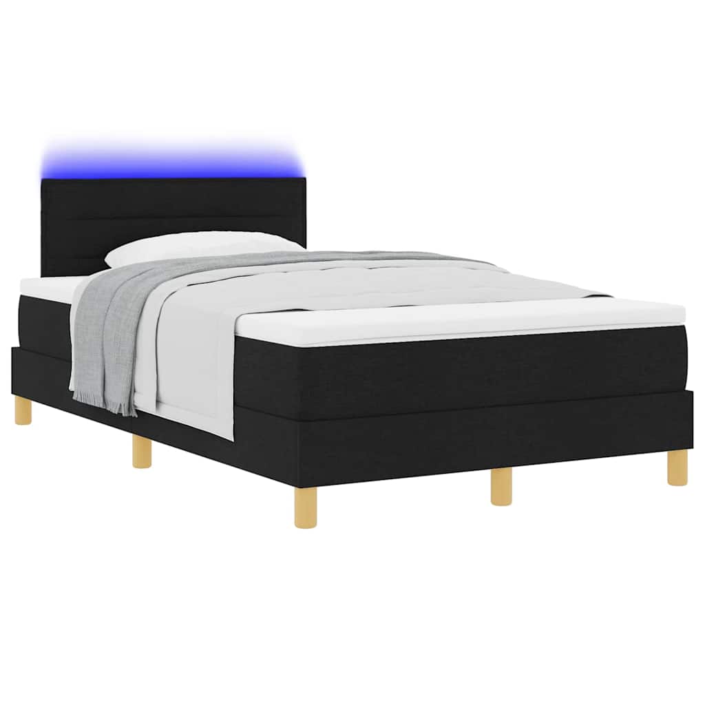 LED Box Spring Krevet s LED trakama Crna 120 x 200 cm tkanina