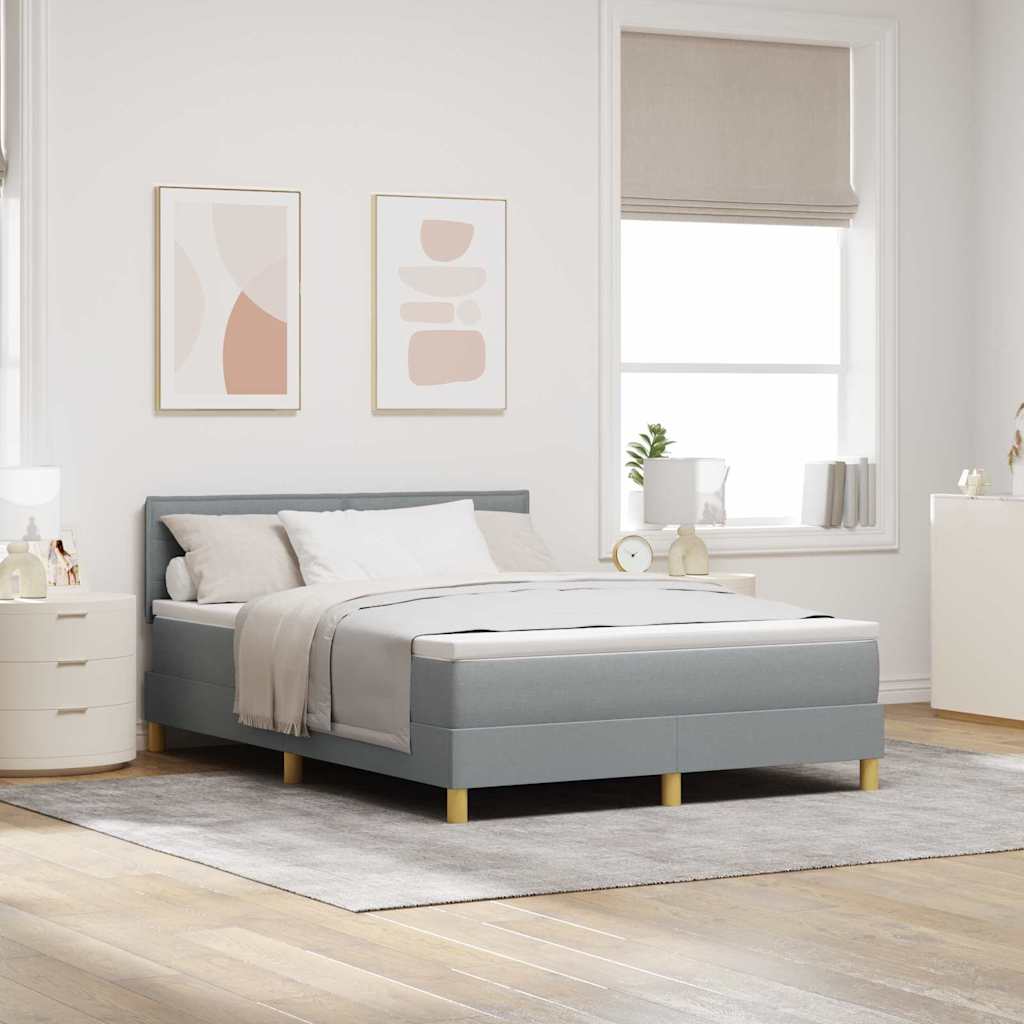 LED Box Spring Krevet Svijetlo siva 140 x 190 cm tkanina