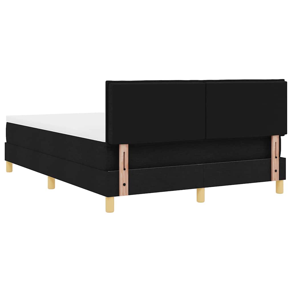 LED Box Spring Krevet s LED trakama Crna 140 x 190 cm tkanina