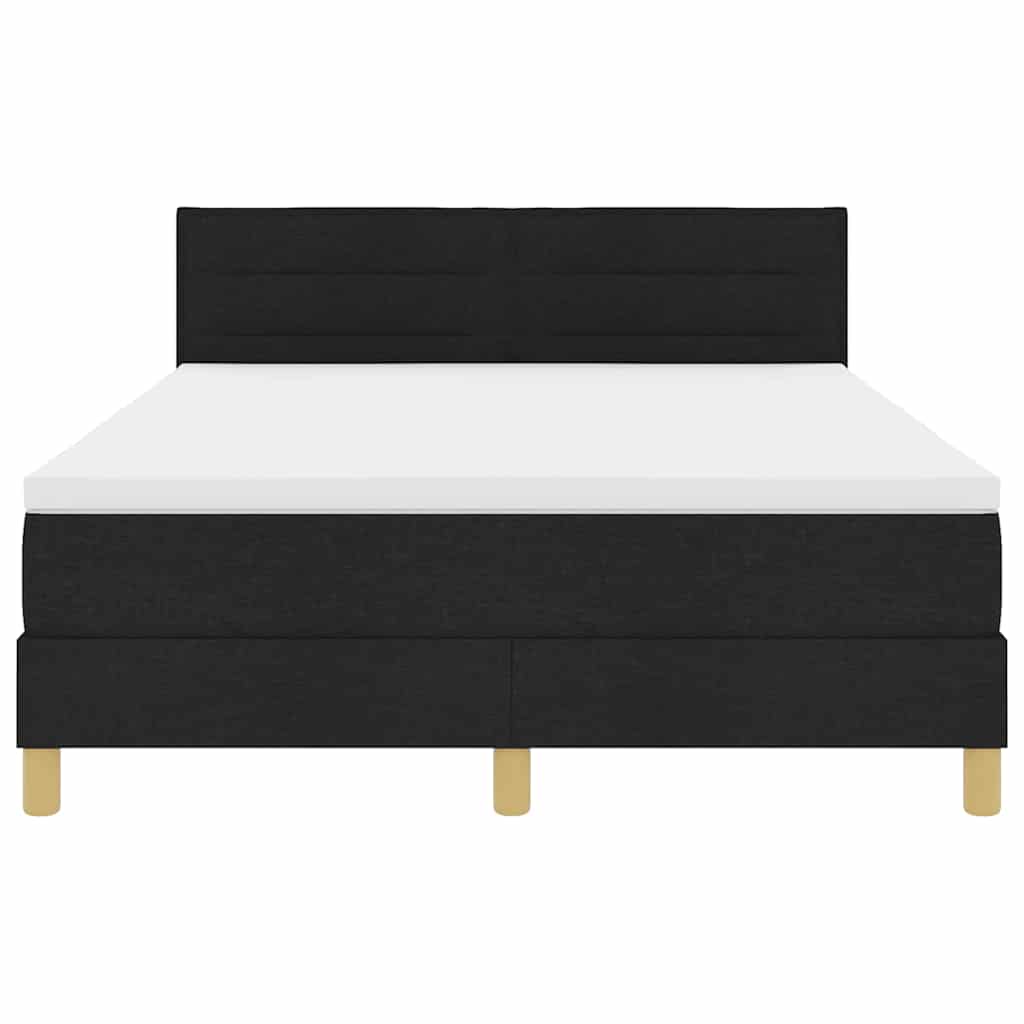 LED Box Spring Krevet s LED trakama Crna 140 x 190 cm tkanina