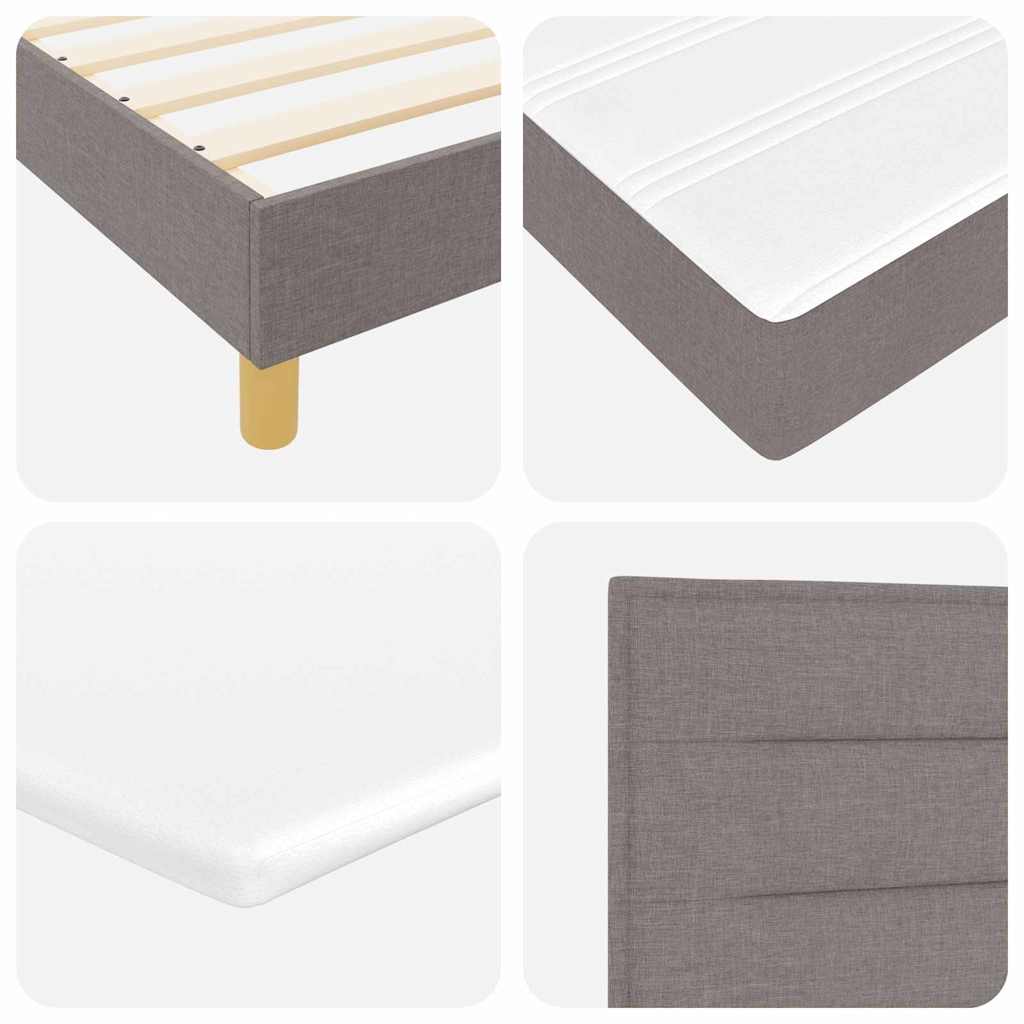 LED Box Spring Krevet Sivo-smeđa 140 x 200 cm tkanina