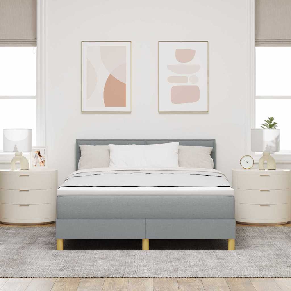 LED Box Spring Krevet Svijetlo siva 160 x 200 cm tkanina