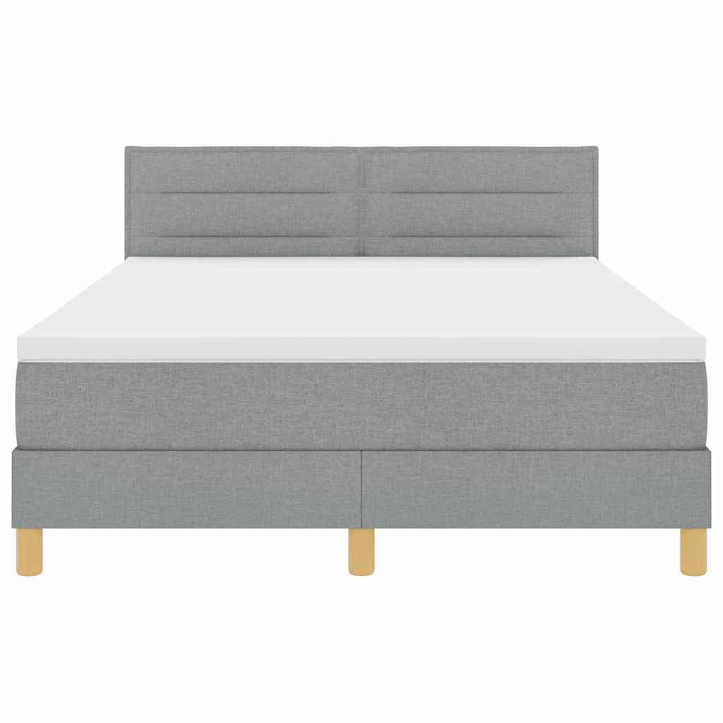 LED Box Spring Krevet Svijetlo siva 160 x 200 cm tkanina