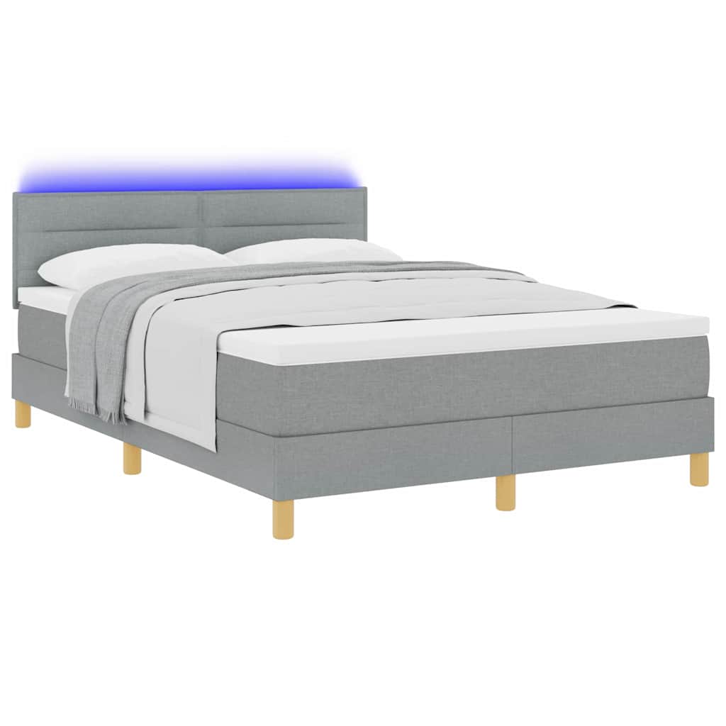 LED Box Spring Krevet Svijetlo siva 160 x 200 cm tkanina