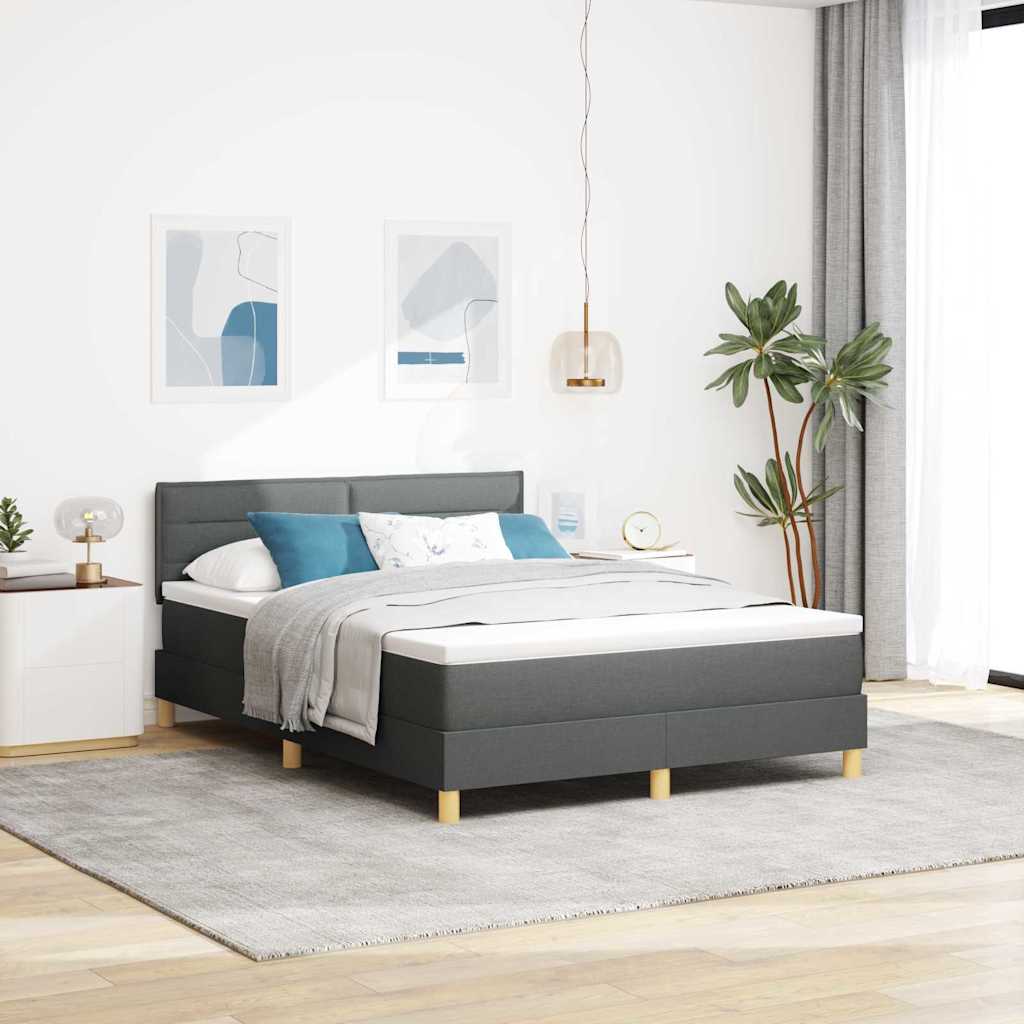 LED Box Spring Krevet Tamno siva 160 x 200 cm tkanina