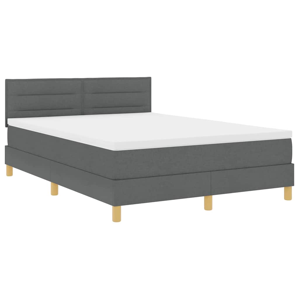 LED Box Spring Krevet Tamno siva 160 x 200 cm tkanina