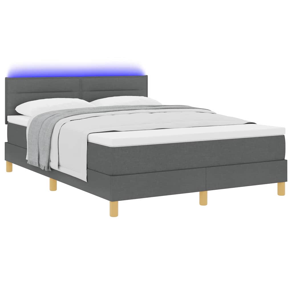 LED Box Spring Krevet Tamno siva 160 x 200 cm tkanina