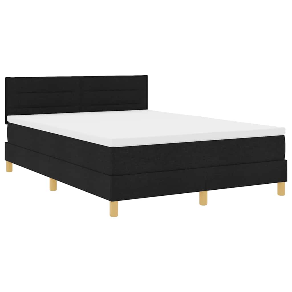 LED Box Spring Krevet s LED trakama Crna 160 x 200 cm tkanina